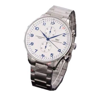 IWC Schaffhausen Stainless Steel White Chronograph Replica Watch